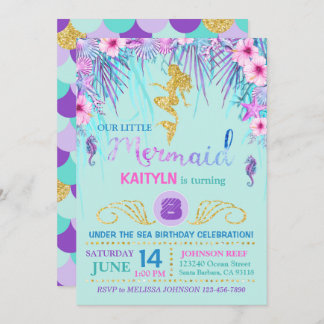 Schein-Meerjungfrau unter dem Seegeburtstag Einladung