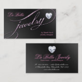 Schein-Schmuck-Visitenkarte-Schwarz-Rosa-Herz 3 Visitenkarte (Vorne/Hinten)