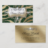 Schein-Schmuck-Visitenkartezebra-Goldgrün Visitenkarte (Vorne/Hinten)