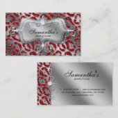 Schein-Schmuck-Visitenkartezebra-Rot-Silber Visitenkarte (Vorne/Hinten)