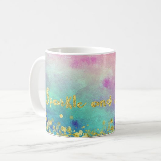 Schein-und Shine-Goldschein-Wasserfarbe-Tasse Kaffeetasse (Vorderseite Links)