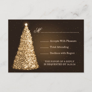 Schein-Weihnachtshochzeit UAWG Gold RSVP Karte