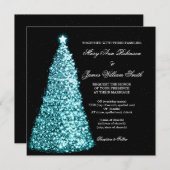 Schein-Weihnachtshochzeits-Türkis Einladung (Vorne/Hinten)