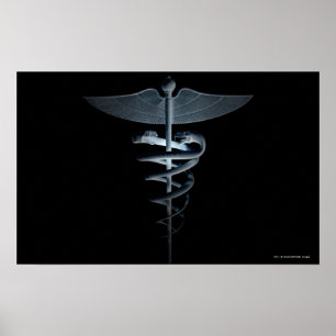 Scheinwerfer auf einem medizinischen Caduceus Poster