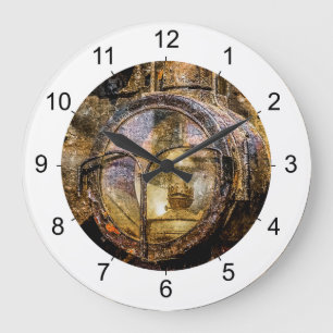 Scheinwerfer des alten Dampfzugs Große Wanduhr