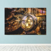 Scheinwerfer des Vintagen Dampfzuges Leinwanddruck (Insitu (Holzboden))