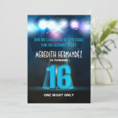 Scheinwerfer-Stern-blauer Bonbon 16 Einladung (Stehend Vorderseite)