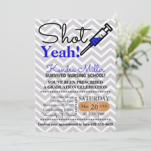 Scheiße! Blue Nursing School Abschluss Einladung (Stehend Vorderseite)