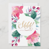 Scheiße! Elegante Gold Script Floral Überraschung Einladung (Rückseite)
