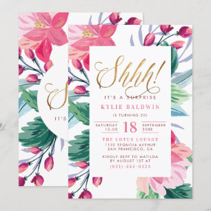 Scheiße! Elegante Gold Script Floral Überraschung Einladung