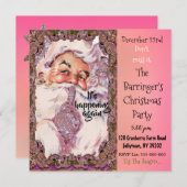 Scheiße! Es ist Santa Viktorianisch Pink Weihnacht Einladung (Vorne/Hinten)