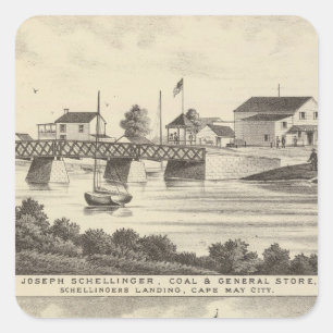 Schellinger Store and Ocean House Quadratischer Aufkleber