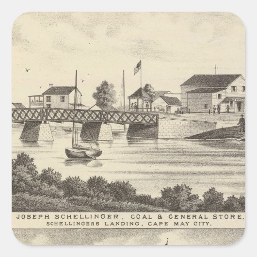 Schellinger Store and Ocean House Quadratischer Aufkleber (Vorderseite)