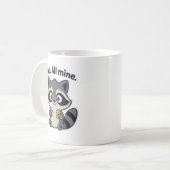 Schelmischer Waschbär-Meme-Cartoon-Becher Kaffeetasse (Vorderseite Links)