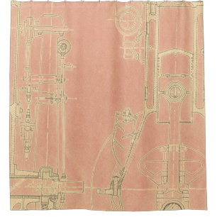 Schematisch Zeichnend Altes Blauprint rustikale Fa Duschvorhang