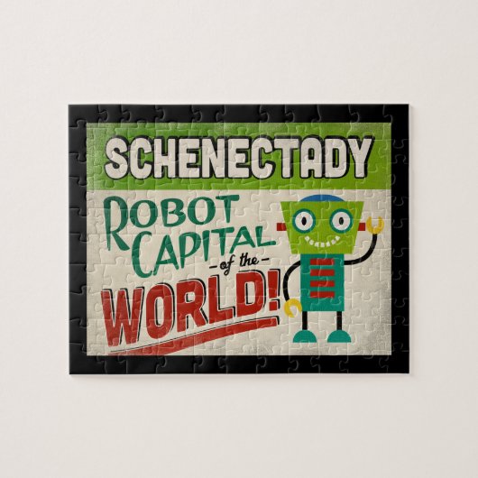 Schenectady New York Robot - Funny Vintag Puzzle (Horizontal)