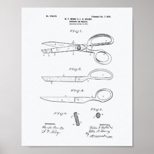Schere 1899 Patent Kunst Weißes Papier Poster