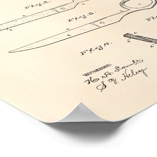 Schere 1899 Patentkunst Alter Peper Poster (Ecke)