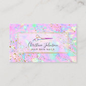 Schere auf IMITATEN Glitzer pastellfarben Hintergr Visitenkarte (Vorderseite)