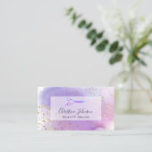 Schere auf IMITATEN lila Glitzer Aquarell Visitenkarte (Stehend Vorderseite)