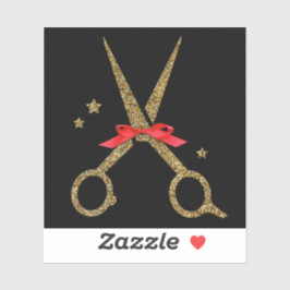 Schere aus goldenem Glitzer - Friseur Stylist Aufkleber