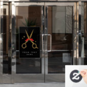 Schere aus goldenem Glitzer - Friseur Stylist Fensteraufkleber (Büro Tür)