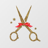 Schere aus goldenem Glitzer - Friseur Stylist Fensteraufkleber (Blatt)