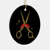 Schere aus goldenem Glitzer - Friseur Stylist Keramik Ornament (Rechts)
