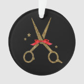 Schere aus goldenem Glitzer - Friseur Stylist Ornament (Vorderseite)