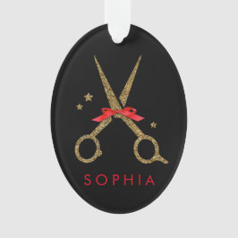 Schere aus goldenem Glitzer - Friseursalon Stylist Ornament