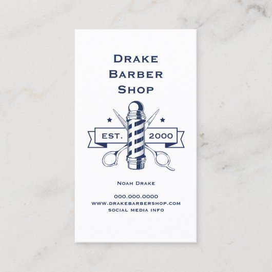 Schere Barber Pole Beruflich Barber Shop Visitenkarte (Vorderseite)