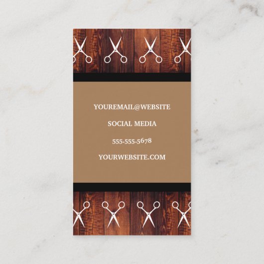 Schere | Barber Pole | Holz Visitenkarte (Rückseite)