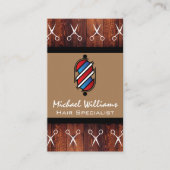 Schere | Barber Pole | Holz Visitenkarte (Vorderseite)