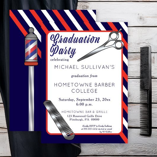 Schere | Comb Barber School Graduation Party Einladung