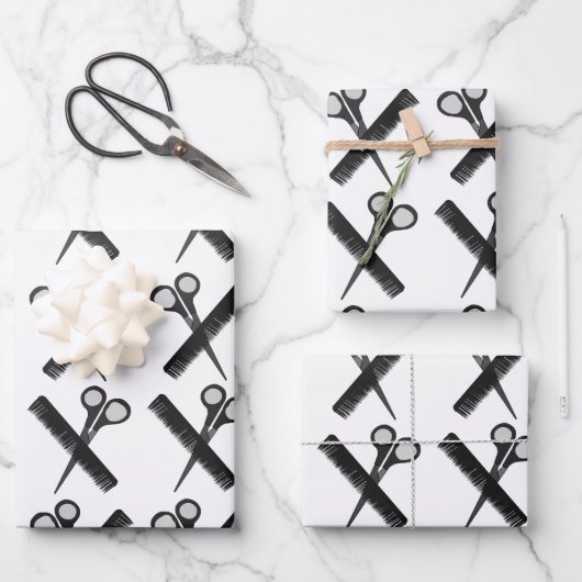 Schere Comb-Friseursalon Geschenkpapier Set (Vorderseite)