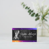 Schere Comb | Moderner Hintergrund Visitenkarte (Stehend Vorderseite)