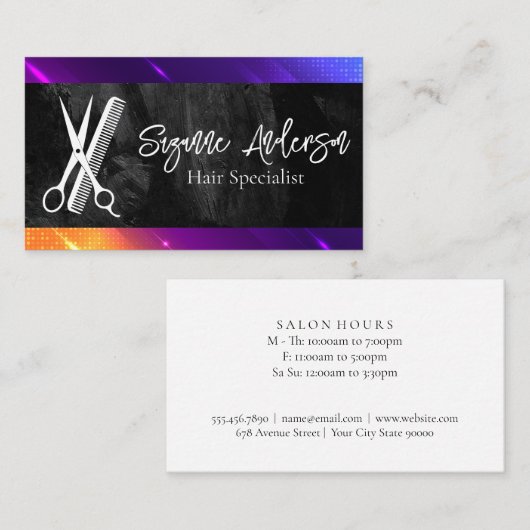 Schere Comb | Moderner Hintergrund Visitenkarte (Vorne/Hinten)