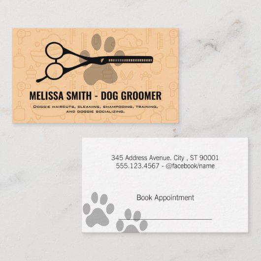 Schere | Doggy Paw Terminkarte (Vorne/Hinten)