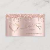 Schere Dryer Brush Rose Gold Glitzer Tropfen Visitenkarte (Vorderseite)