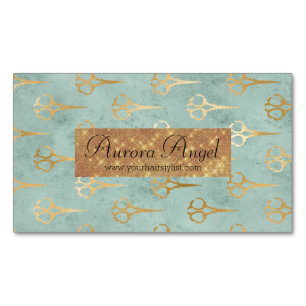 Schere Friseur Vintage Gold Magnetische Visitenkarte