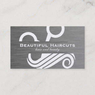 Schere Friseursalon grauer metallischer Hinter Visitenkarte