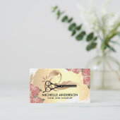 Schere | Gold gebürstet | BLUME | Haarlogos Terminkarte (Stehend Vorderseite)