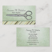 Schere-Haar-Stylist-Minzen-Grün-Muster Visitenkarte (Vorne/Hinten)
