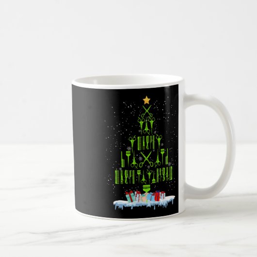 Schere Haar Weihnachtsbaum Lustiger Friseur Xma Kaffeetasse (Rechts)
