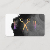 Schere Haare Button | Schwarz der Wasserfarbe Terminkarte (Vorderseite)