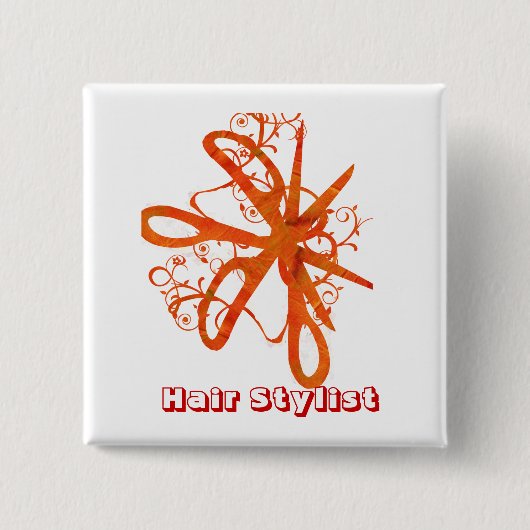Schere Haaresalons HairStylist Button (Vorderseite)
