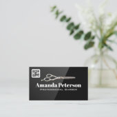 Schere Haarklappen | QR Code Business Card Visitenkarte (Stehend Vorderseite)