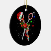 Schere Haarstylist Weihnachtsmann Weihnachtsmann C Keramik Ornament (Rechts)