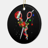 Schere Haarstylist Weihnachtsmann Weihnachtsmann C Keramik Ornament (Links)