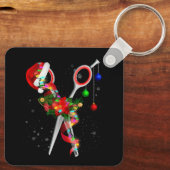 Schere Haarstylist Weihnachtsmann Weihnachtsmann C Schlüsselanhänger (Rückseite)